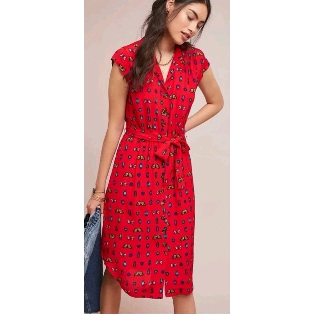 Anthropologie Conversations 31 Of 52 Entomology Shirt Dress Butterfly Size 0